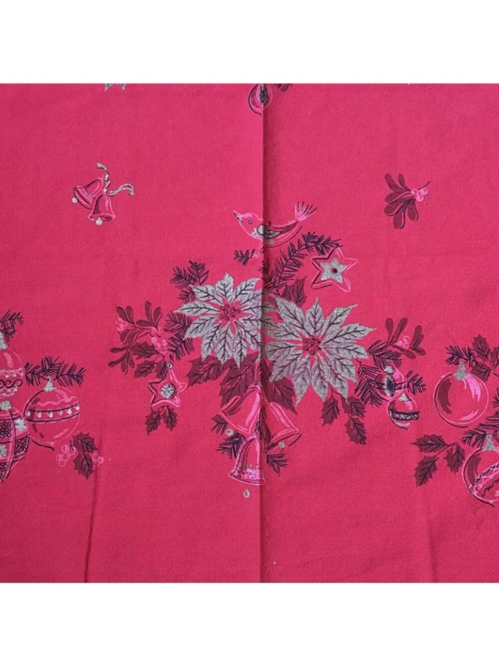 Vintage Christmas Tablecloth Square 46X46